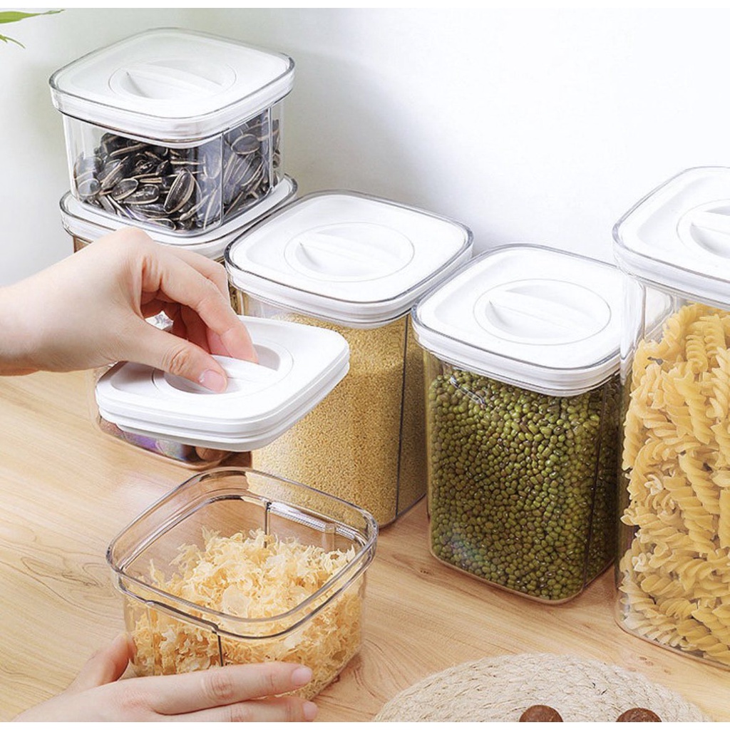 White Twist Lock Airtight Dry Food Container Jar Canister  Storage Kitchen Pantry (PET Plastic)