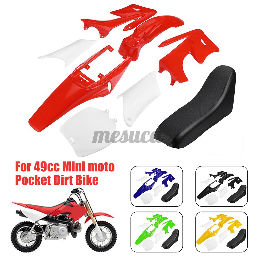 Mini Moto Dirtbike Plastic & Seat Set Minimoto Pocket Dirt Bike Fairings 47 49cc 