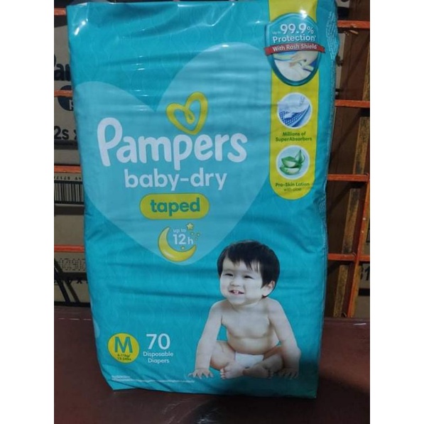 Pampers Medium Dry Diaper 70pcs  ALOE taped