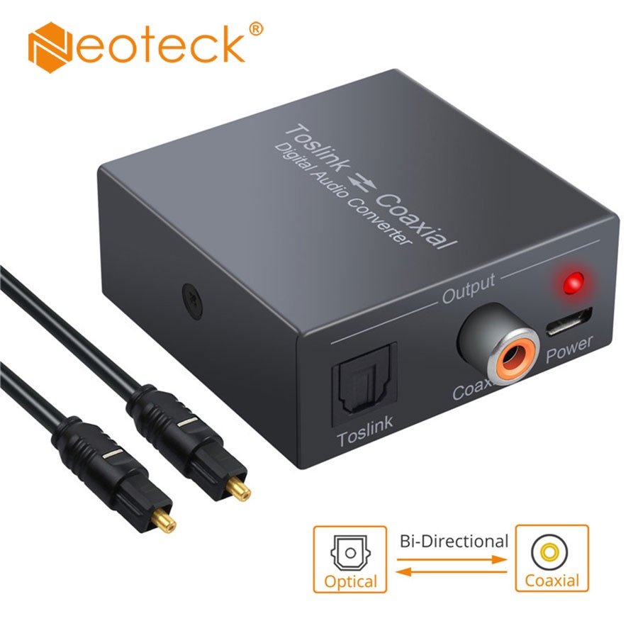 Neoteck Digital Coaxial to Optical Toslink SPDIF Audio Converter Bi