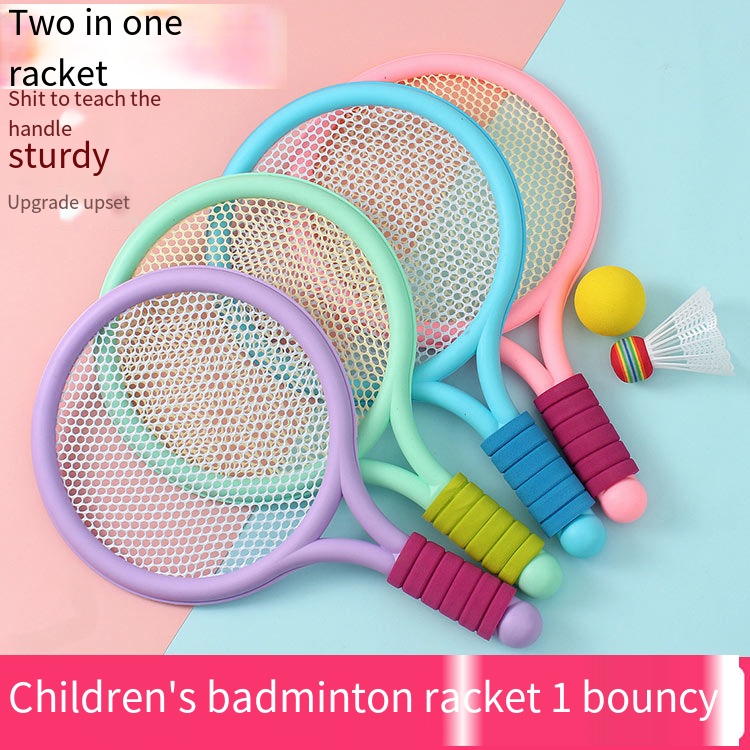 2 Players Badminton Racket Ball Portable Colored Plaid Durable Nylon Alloy Badminton Racquet 3 Balls for Children Training 