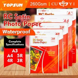 A4 3R 4R 5R Cuyi Rc Rough Satin Photo Paper 260gsm Inkjet Paper 20Sheets