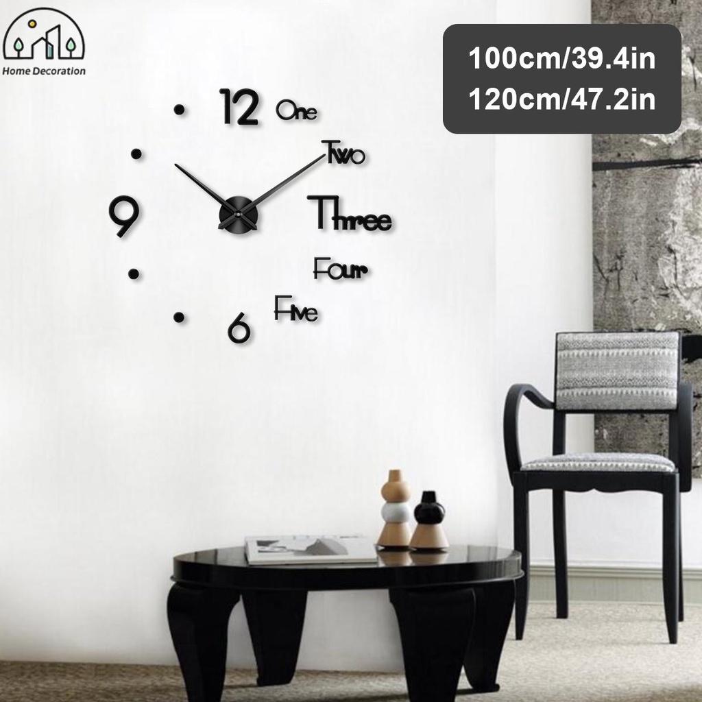 Large Wall Clock Frameless DIY Wall Clock Modern 3D Wall Clock ...