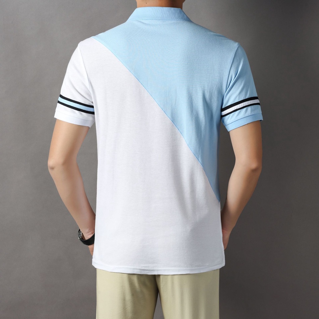 Official International Fashion Famous Brand TS Crown High-Quality Top High-End Super New Product polo Shirt Men's Short-Sleeved Street Trendy Stitching Diagonal Color Matching Japanese Style Fresh Handsome M