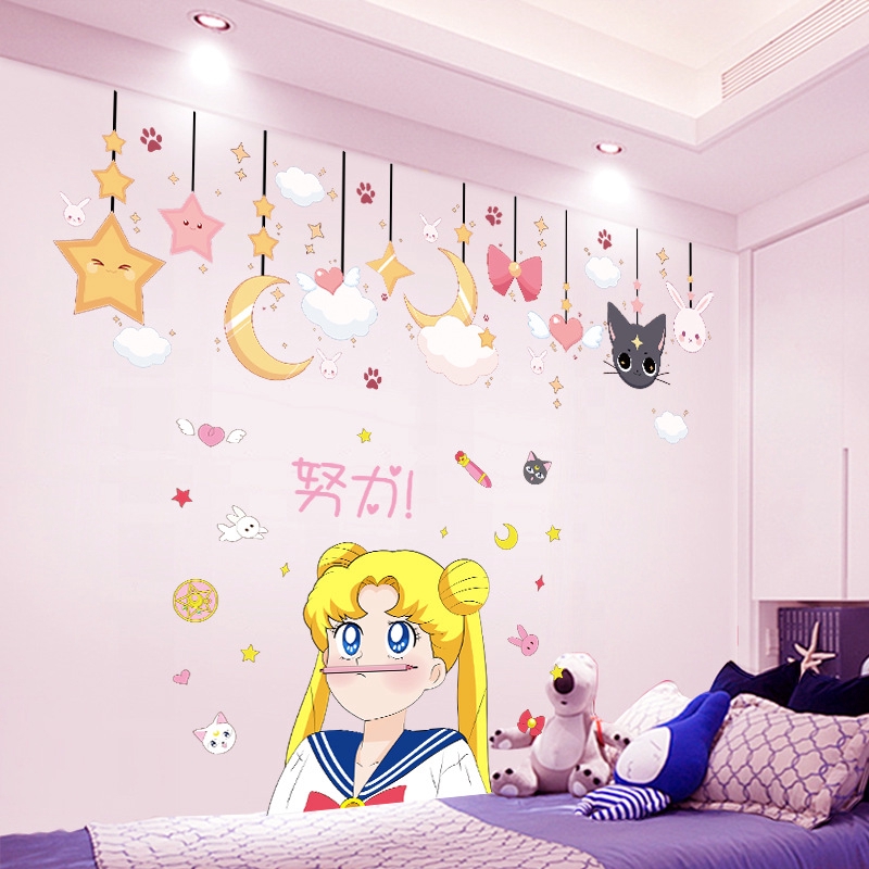 Cartoon Anime Sailor Moon Ins Wind Wall Sticker Girl Bedroom Wall