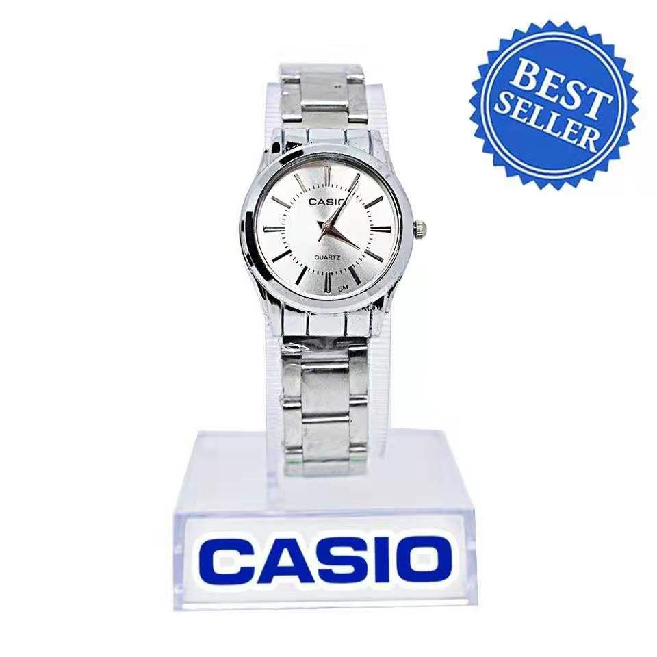 casio analog watch silver