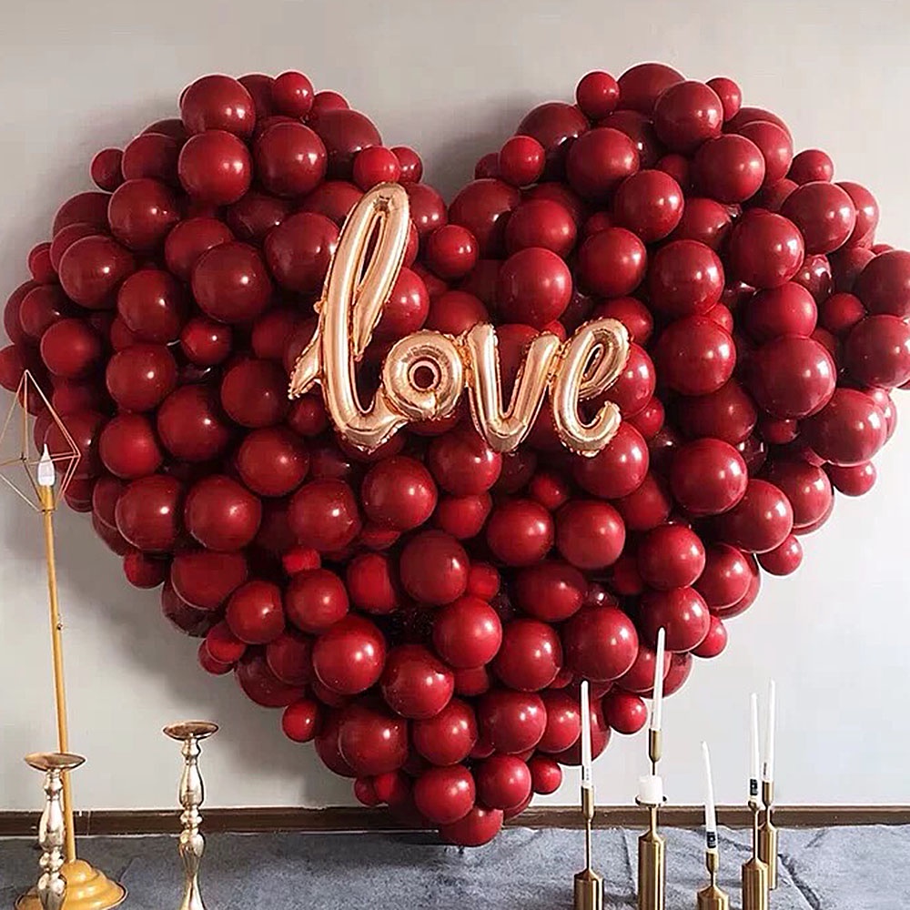 249Pcs Valentines Balloons 3D Red Heart Balloons Garland Kit Love