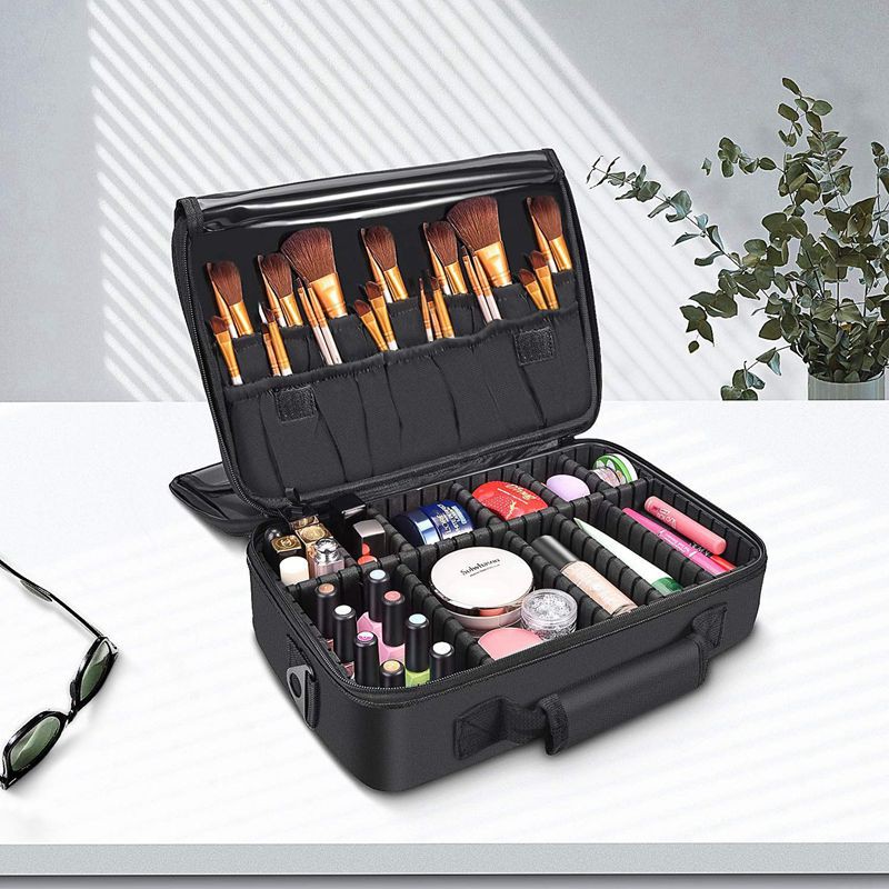 travel makeup case with brush holder