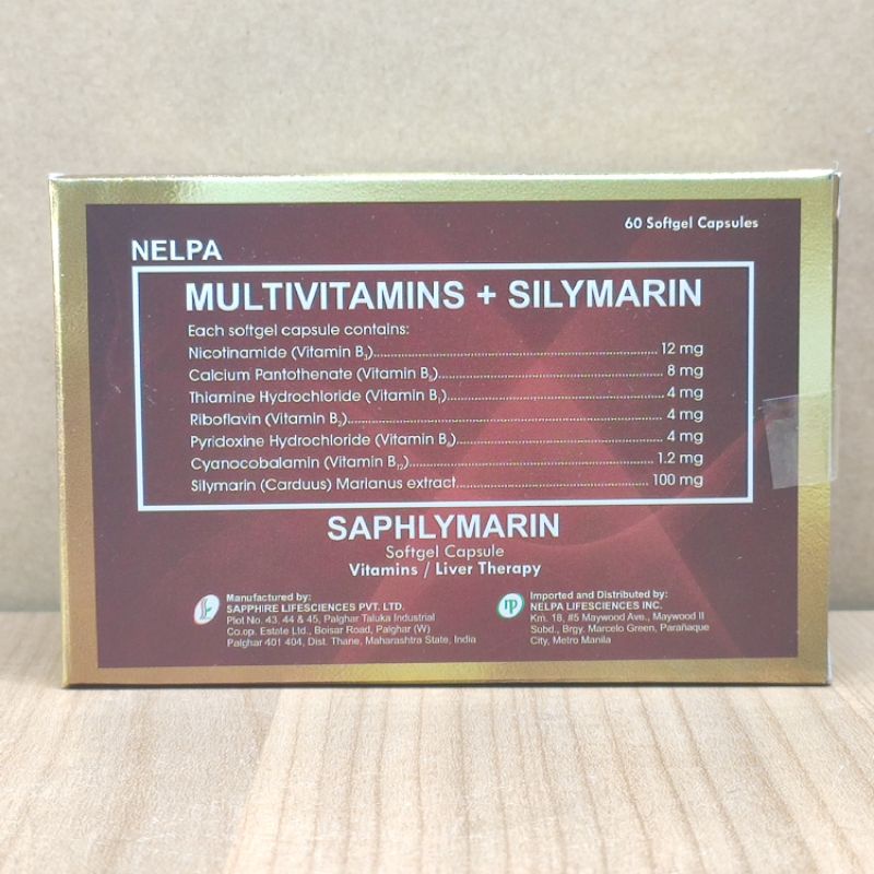 SAPHLYMARIN Multivitamins + Silymarin 60 Softgel capsules Shopee