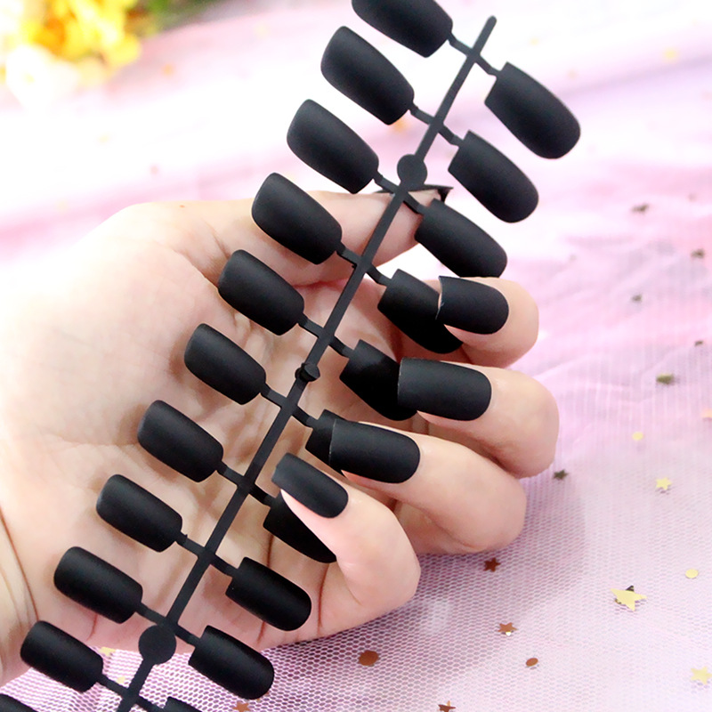 【With Glue Free ️】Long Square fake nails 24Pcs set Pure ...
