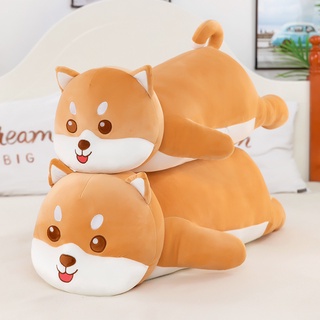 （Ready Stock）Cute Shiba Inu Pillow Plush Toy Lying Dog Long Doll Super Soft Pillow