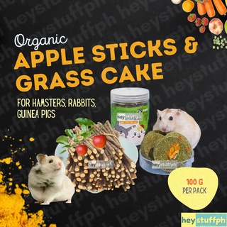 100g Organic Apple Stick (25+ Sticks/pack) Grass Cake for Hamster, Rabbit, Guinea Pig