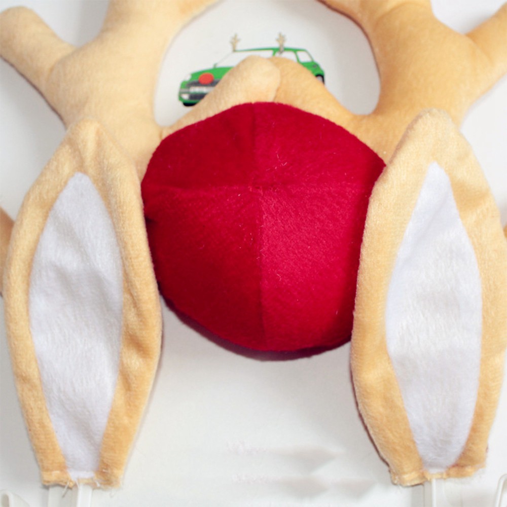 HIPH 3PCS Christmas Reindeer Antlers and Red Nose for Truck SUV Decor Car
