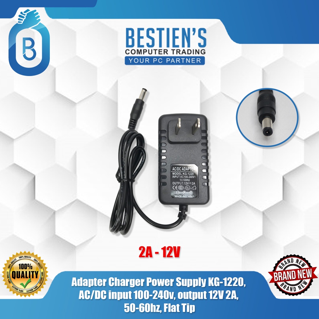 Adapter Charger Power Supply KG1220, AC/DC input 100240v, output 12V