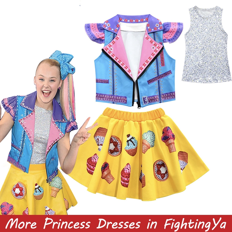 412 Years JOJO Siwa Set Girls Full Sleeveless Jacket Vest Dress Hair