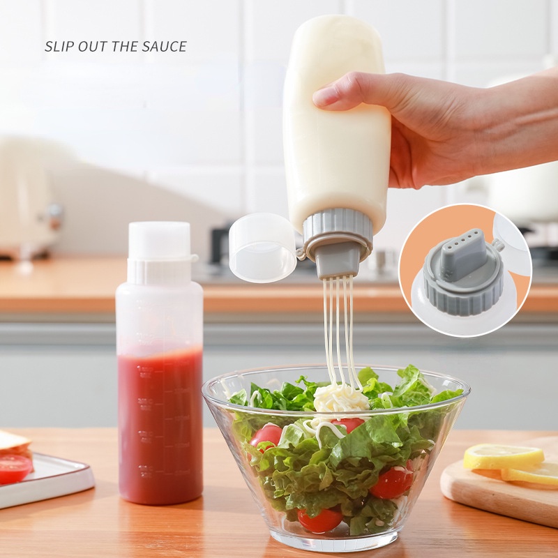 5 Hole Squeeze Salad Ketchup Bottle Plastic Sauce Bottle Oil Vinegar