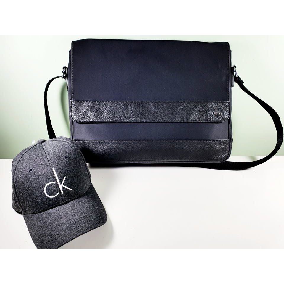 calvin klein messenger bag leather