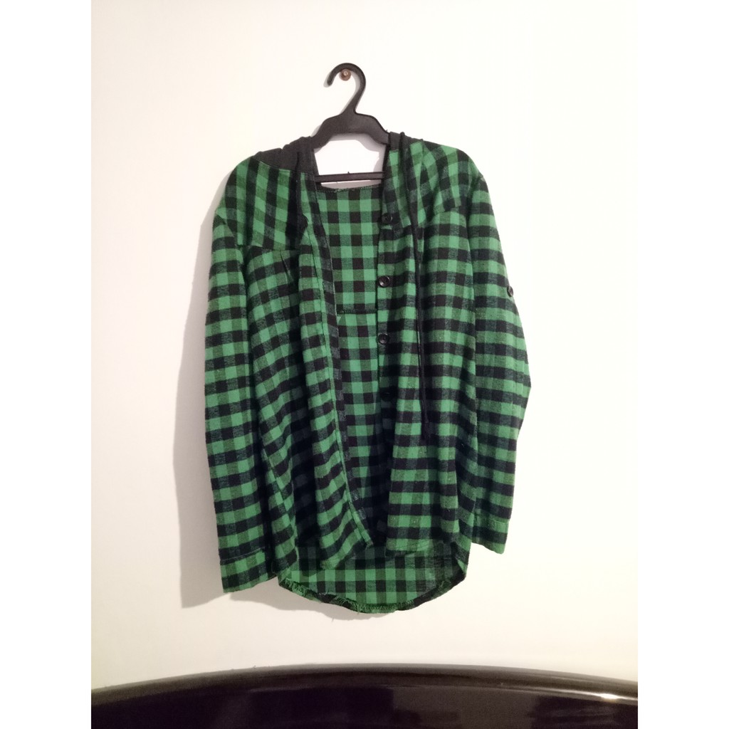 green and black checkered hoodie