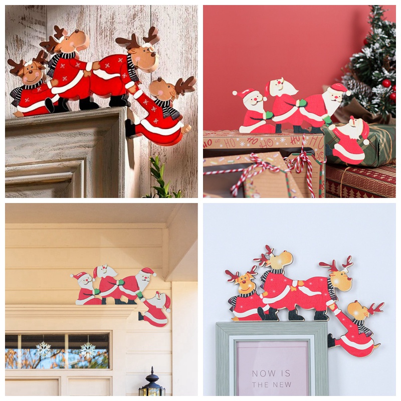 Wooden Santa Claus Christmas Door Frame Christmas Decorations For Home