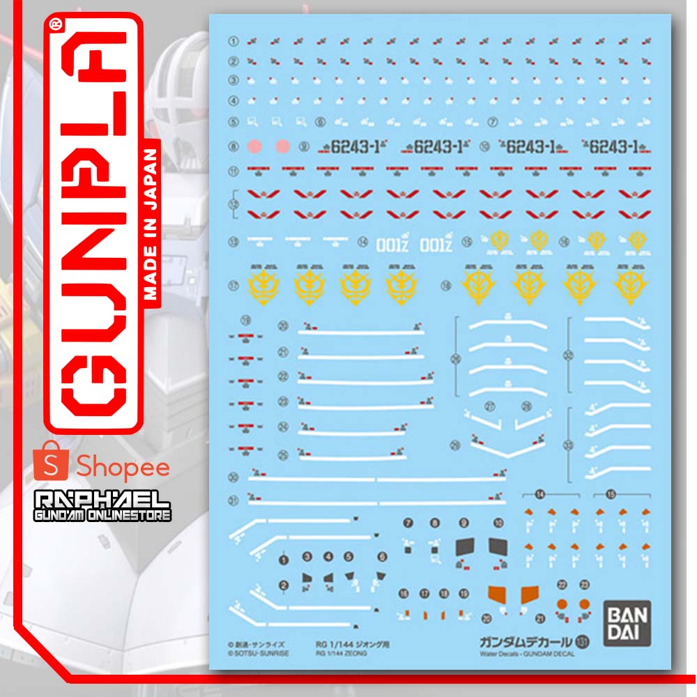 Gundam Waterslide Decals RG 1/144 Zeong (Bandai) Shopee Philippines