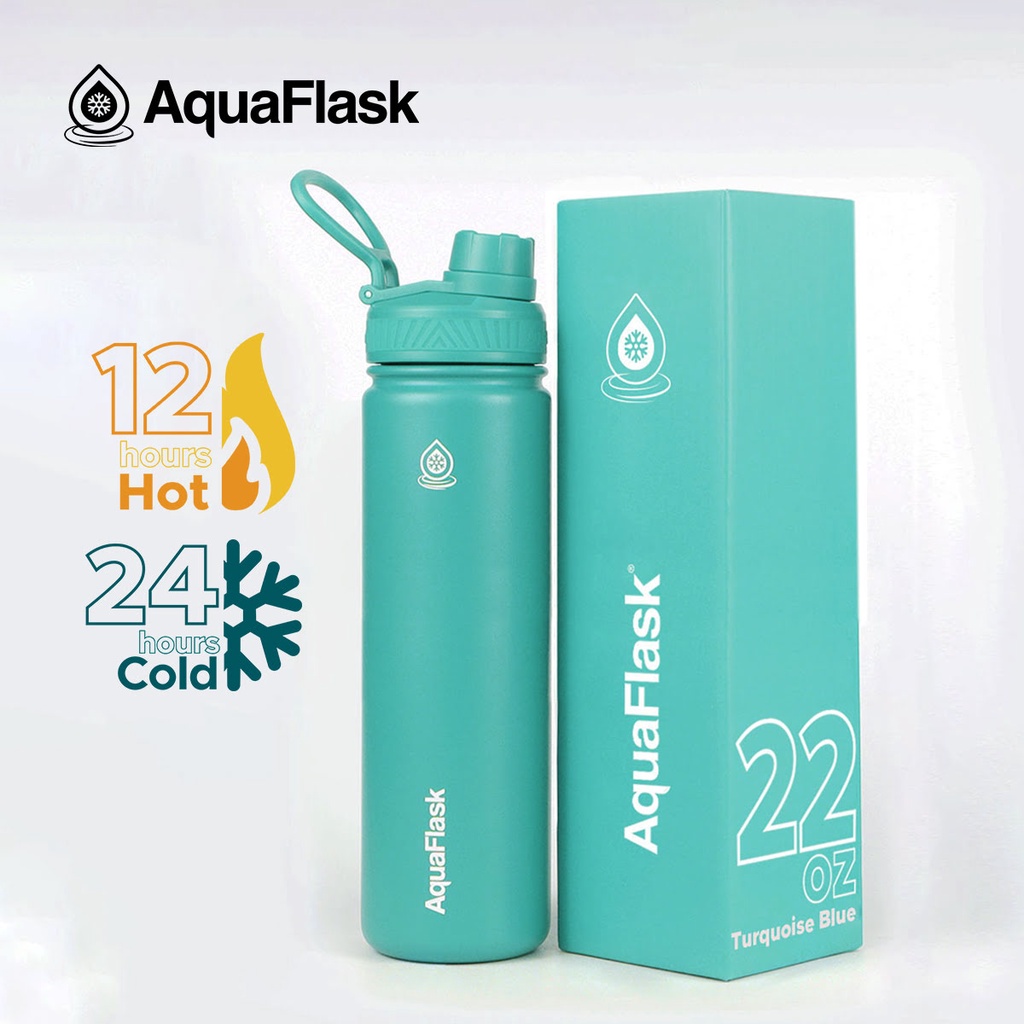 Aquaflask 22oz Turquoise Blue Wide Mouth with Spout Lid Vacuum ...