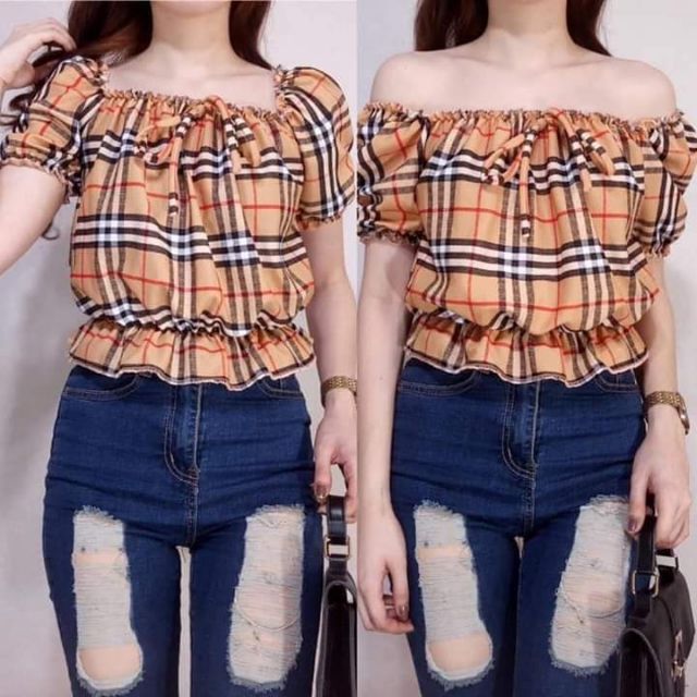 burberry off the shoulder top