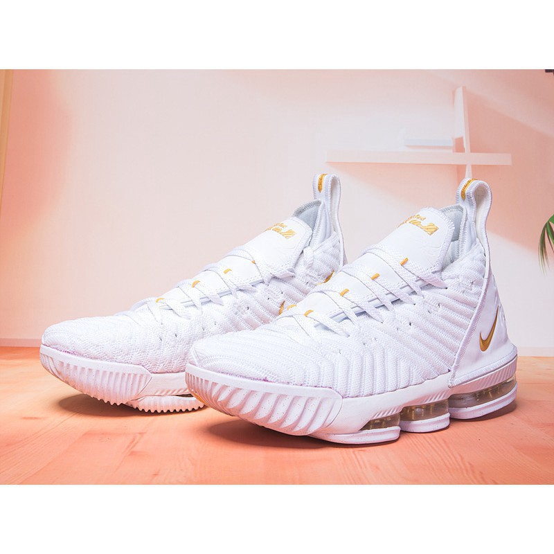 nike lebron 16 white and gold