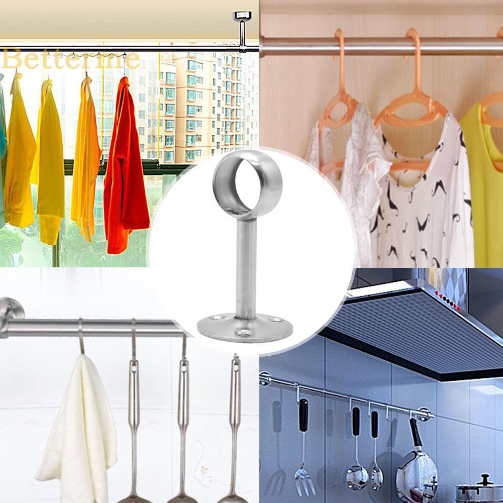 Fashion Home 2pcs Round Closet Rod End Sockets Stainless Steel