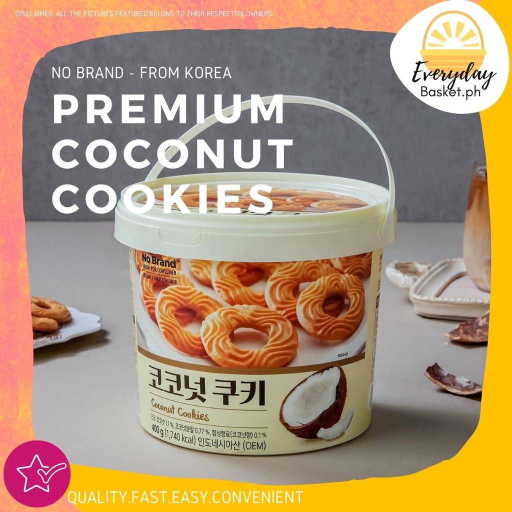 [No Brand] Coconut Cookies 400g (Coconut cookies in a bucket, Korean