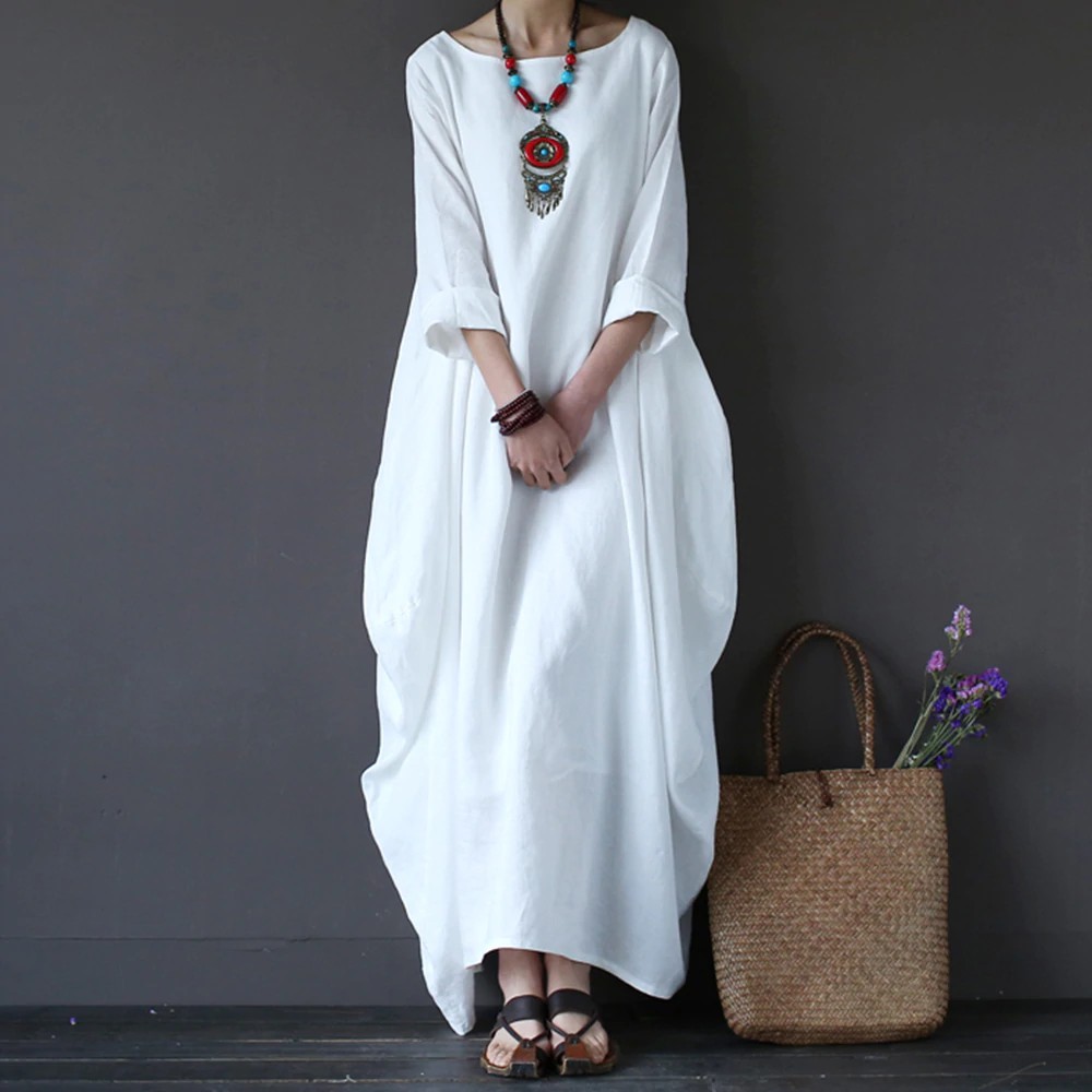 loose cotton maxi dress