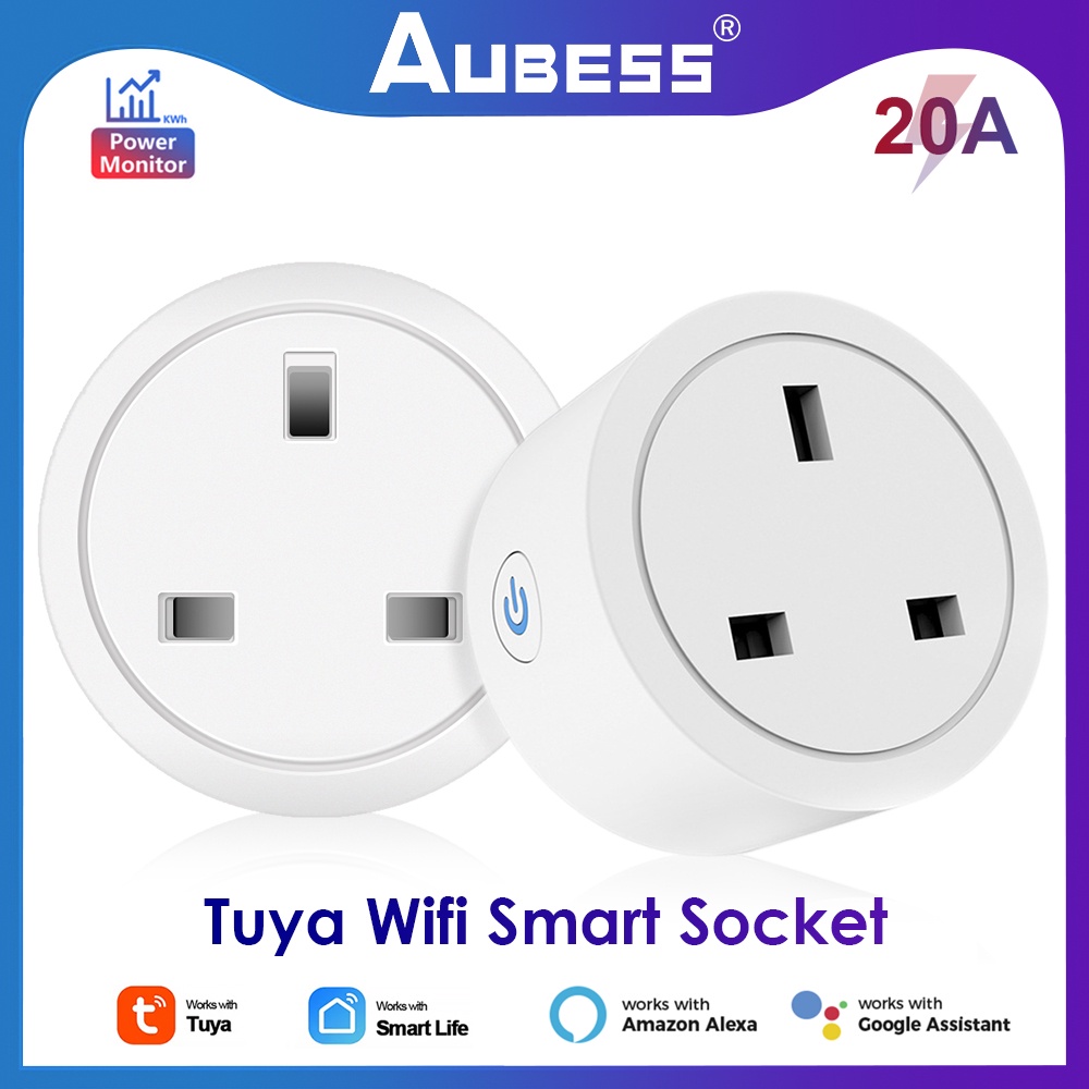 Smart Home Smart Socket Uk Voice Control Smart Socket Outlet 20a Timing Function Wifi Smart Plug Power Monitor Smart Life App Remote Control — view 4
