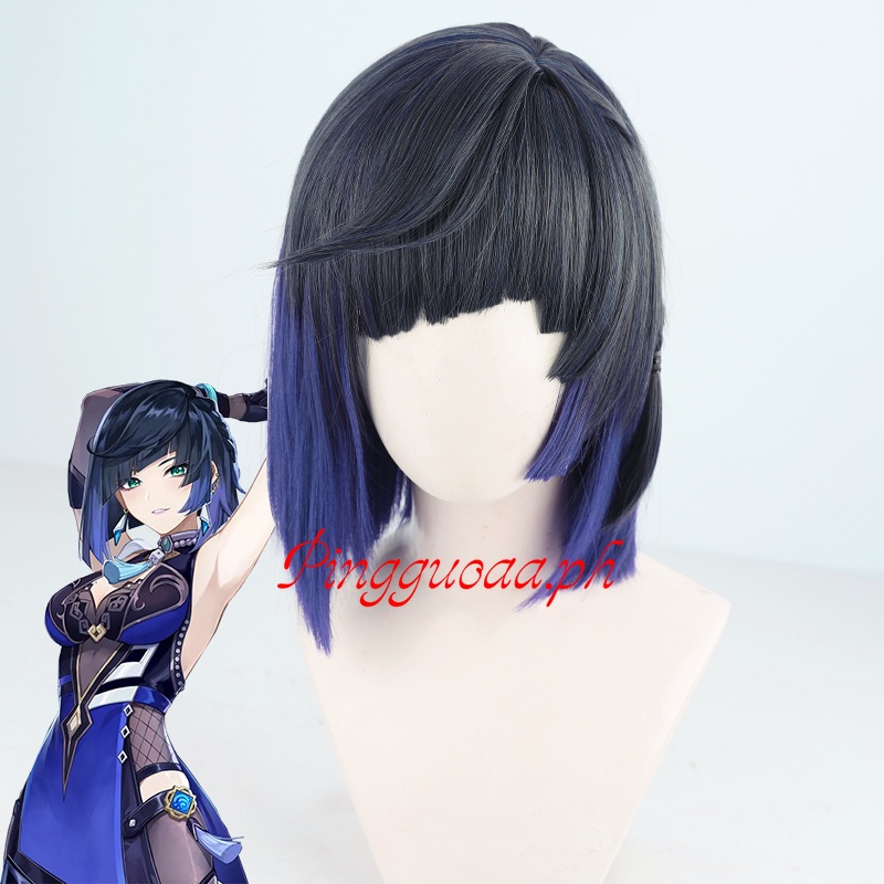 Freeman Genshin Impact Yelan Cosplay Wig Anime 30cm Short Hair Heat