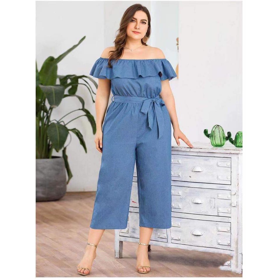 denim jumpsuit women's plus size