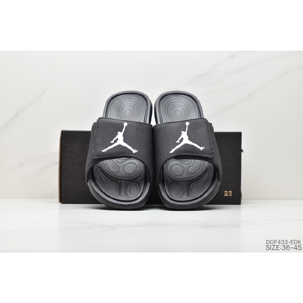 jordan slippers black and white