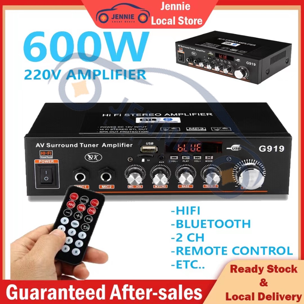 600W Amplifier With Bluetooth Stereo Power 2 CH AMP HiFi Audio Player