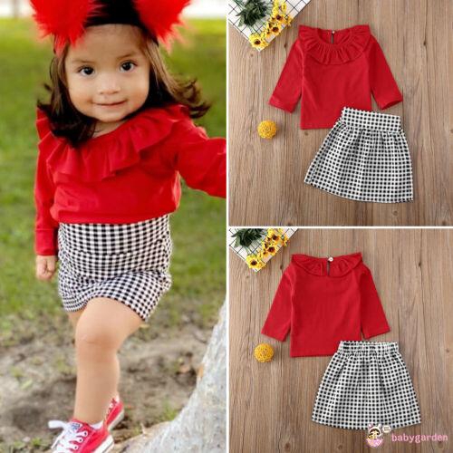 girls red denim skirt