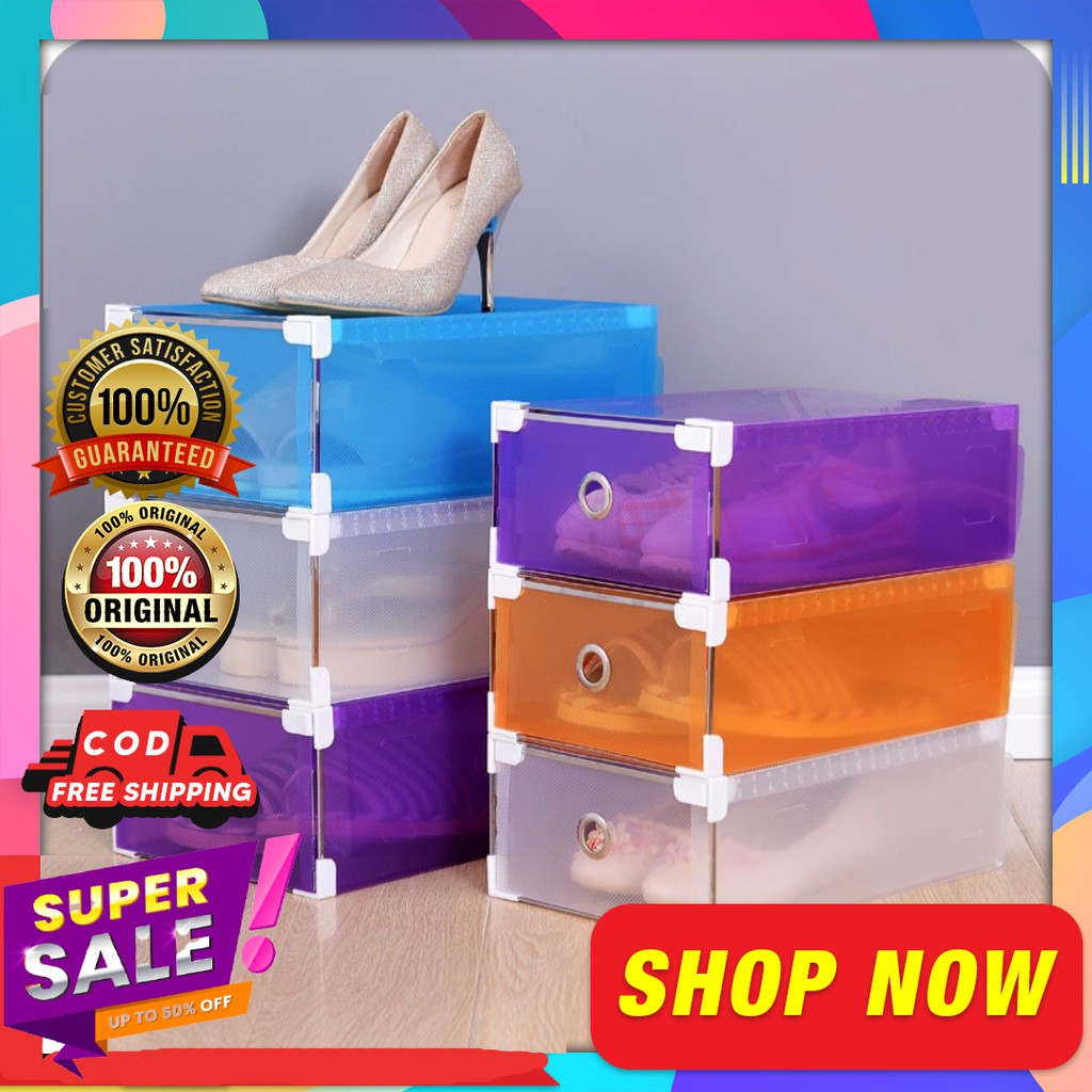 Original Buy 1 Take 1 Shoe Box Closet Storage Organizer Transparent Plastic Stackable Container