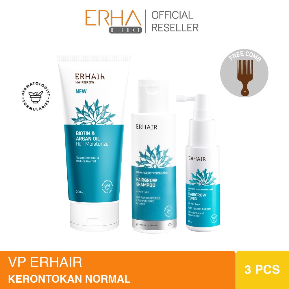 Erhair Hairgrow Shampoo + Moisturizer + Tonic Normal Loss Hair Care