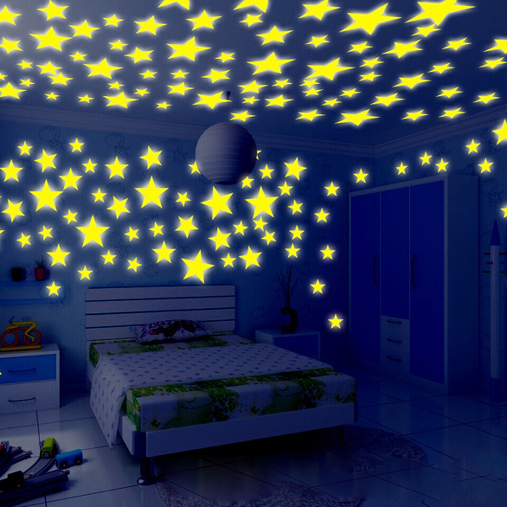 100PC/50PC/20PC Kids Bedroom Fluorescent Glow In The Dark Stars Wall  Stickers | Shopee Philippines