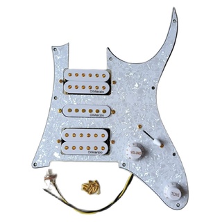 Prewired HSH Pickguard White Dimarzio Humbucker Pickups Welding Harness For Ibanez Guitar