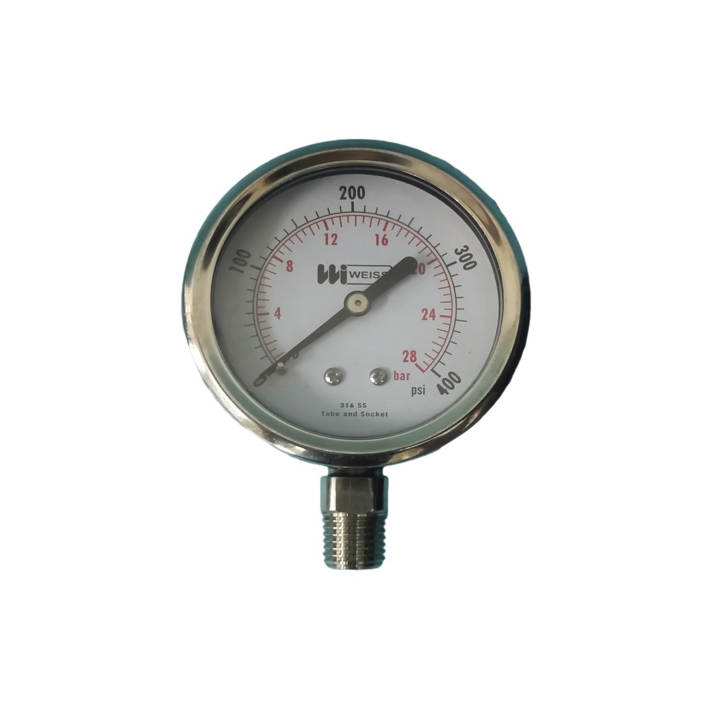 ss pressure gauge 0400 psi / 028 bar 21/2" dial face xde Shopee