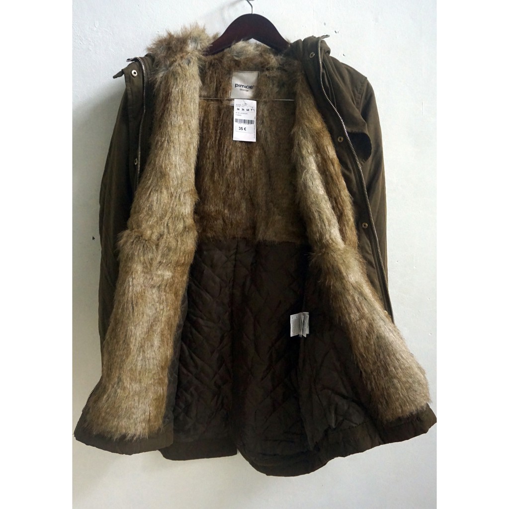 pimkie faux fur hooded zip front jacket