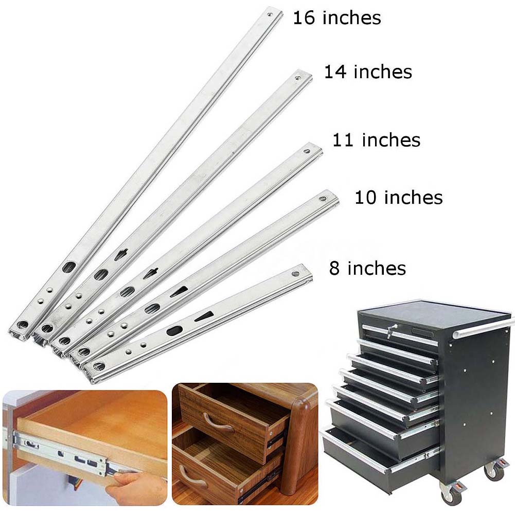Hot 182 406mm Drawer Runners Grooved Ball Bearing Metal Steel Draw