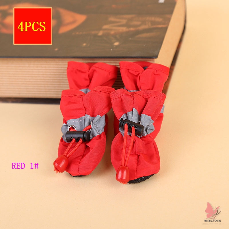 4 Pcs/Set Portable Pet Dog Shoes Cover Non-slip Waterproof Rain Boots Autumn Winter Dogs Paws Soft S #7