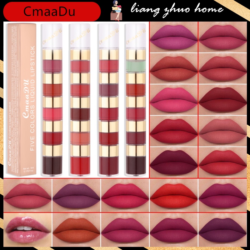 Cmaadu 5 In 1 Lip Gloss Kit Makeup Matte Lips Cosmetic Long Lasting Waterproof Velvet Liquid 1472