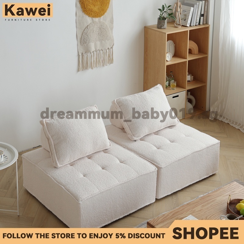 KW Nordic Minimalism CashmereLike Sofa Square Tofu Sofa Chair Living