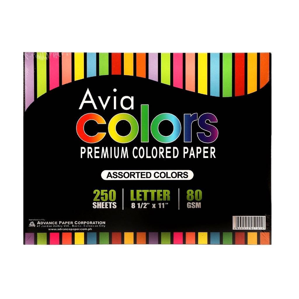 Avia Colors Premium Colored Paper 250 sheets letter size 8 1/2 x 11 10