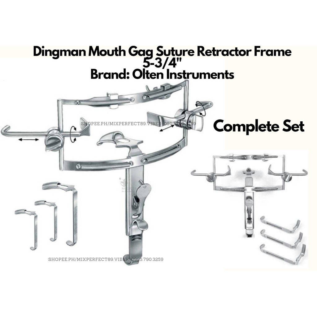 (MIXT) Dingman Mouth Gag Suture Retractor Frame 53/4" Brand Olten Instruments Complete Set