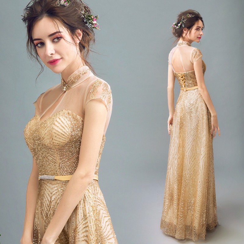 golden gown party wear