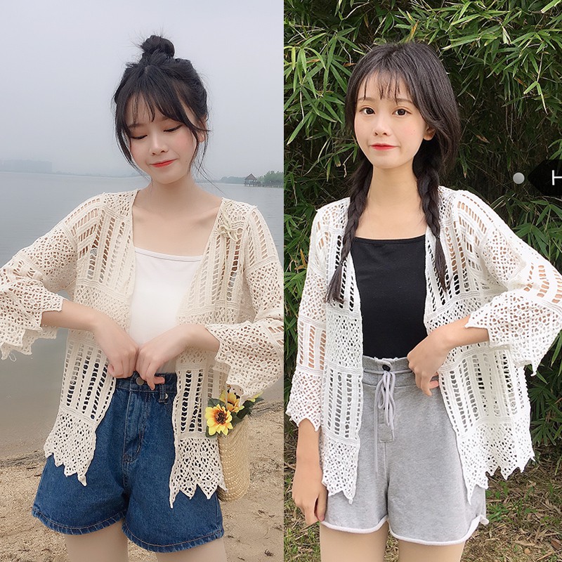 white beach cardigan
